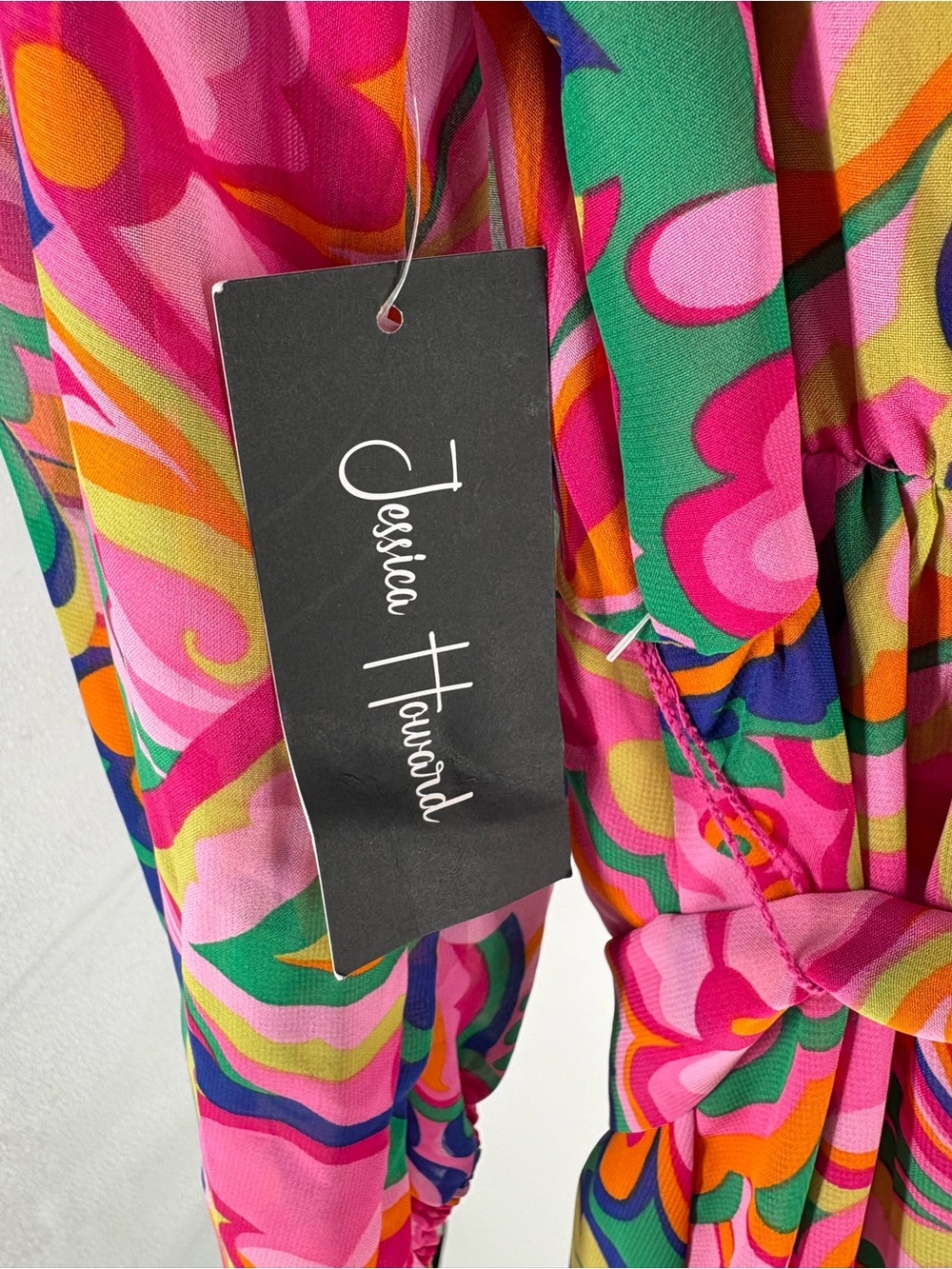 New Jessica Howard Floral V-Neck Long Sleeve Maxi Dress in Pink size 14 W - Picture 6 of 6